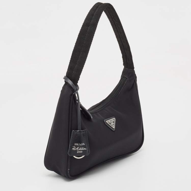 Pre Owned Prada Black Nylon Mini Re-Edition 2000 Shoulder Bag