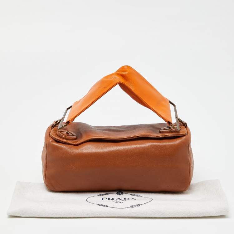 Pre Owned Prada Tan/Orange Leather Satchel
