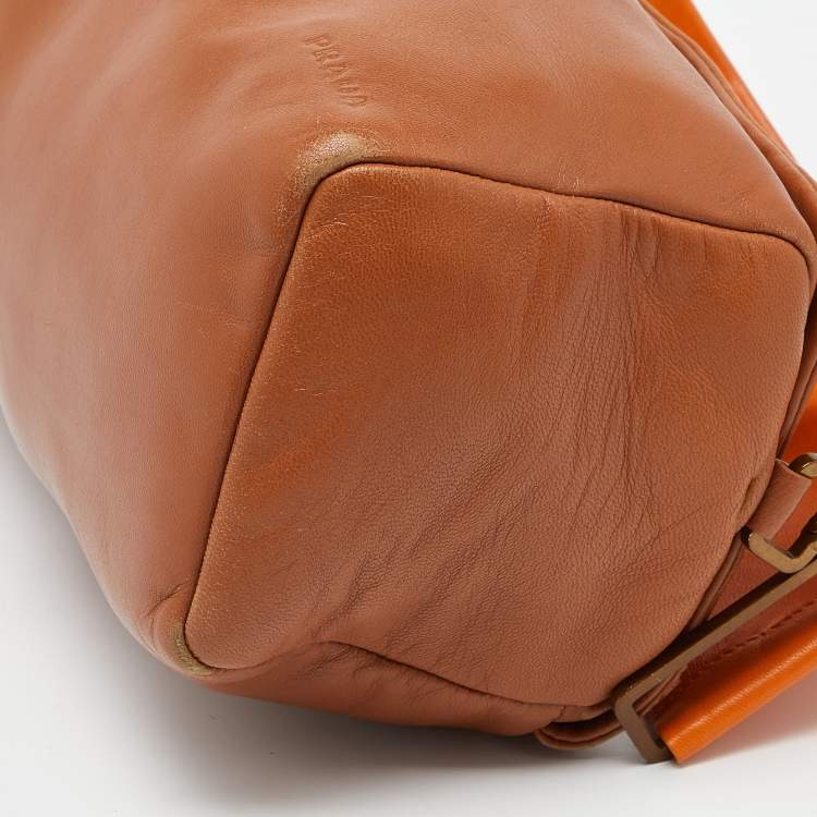 Pre Owned Prada Tan/Orange Leather Satchel