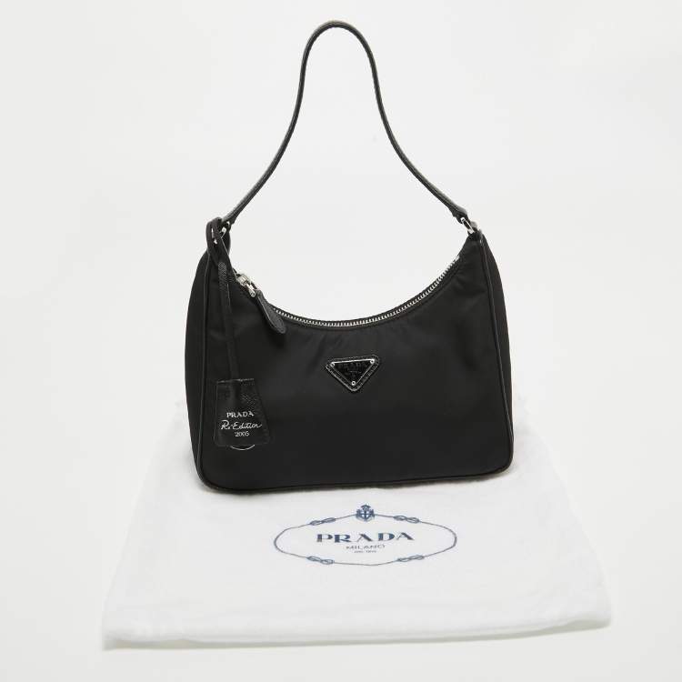Pre Owned Prada Black Nylon Mini Re-Edition 2005 Shoulder Bag