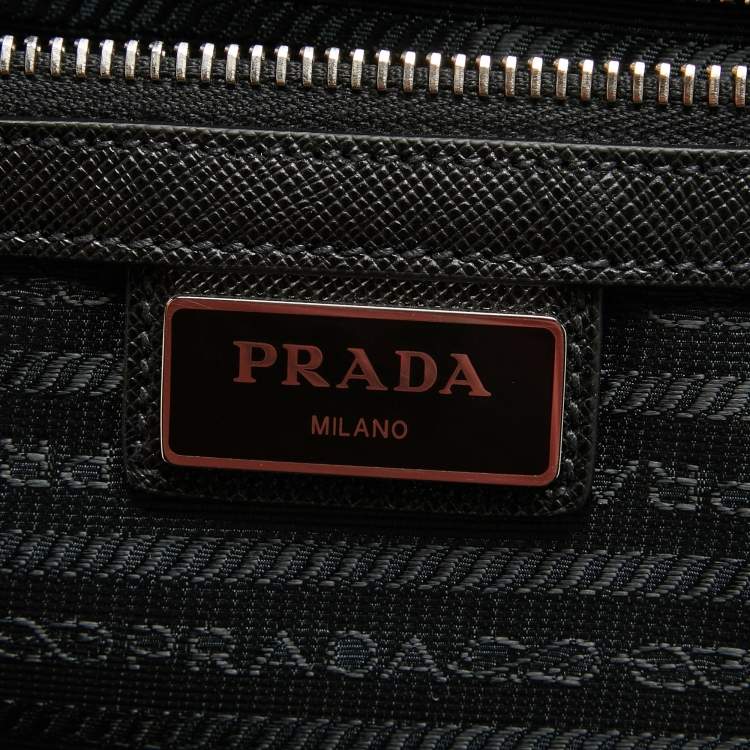 Pre Owned Prada Black Nylon and Saffiano Leather Trolley Rolling Luggage