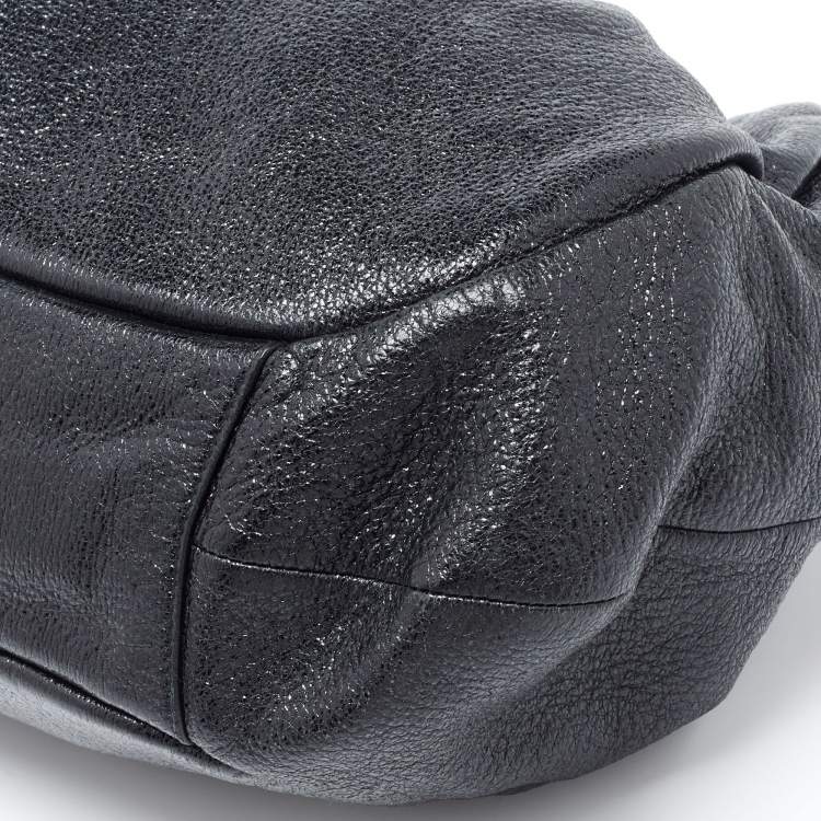 Pre Owned Prada Black Cervo Leather Chain Hobo