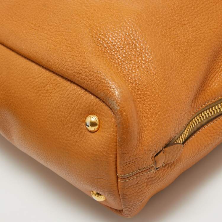 Pre Owned Prada Tan Vitello Daino Leather Side Zip Shopping Tote