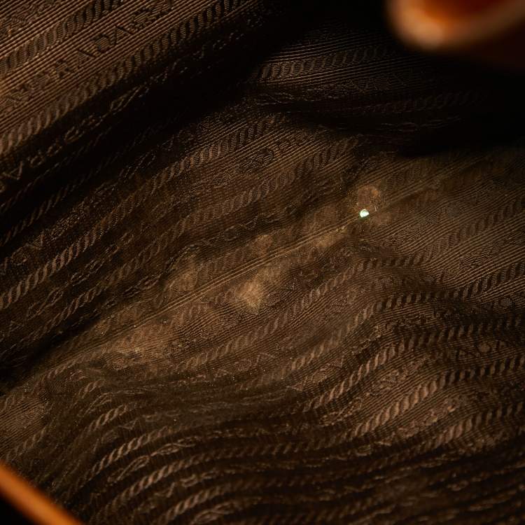 Pre Owned Prada Tan Vitello Daino Leather Side Zip Shopping Tote