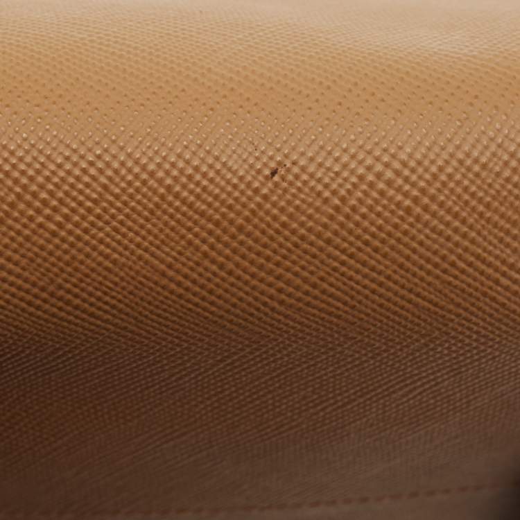 Pre Owned Prada Beige Saffiano Lux Leather Top Handle Bag