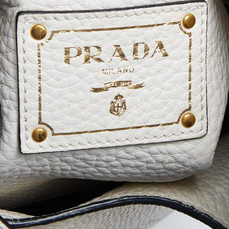 Pre Owned Prada White Vitello Daino Leather Hobo