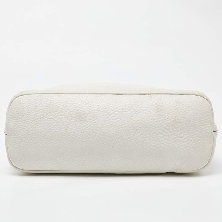 Pre Owned Prada White Vitello Daino Leather Hobo