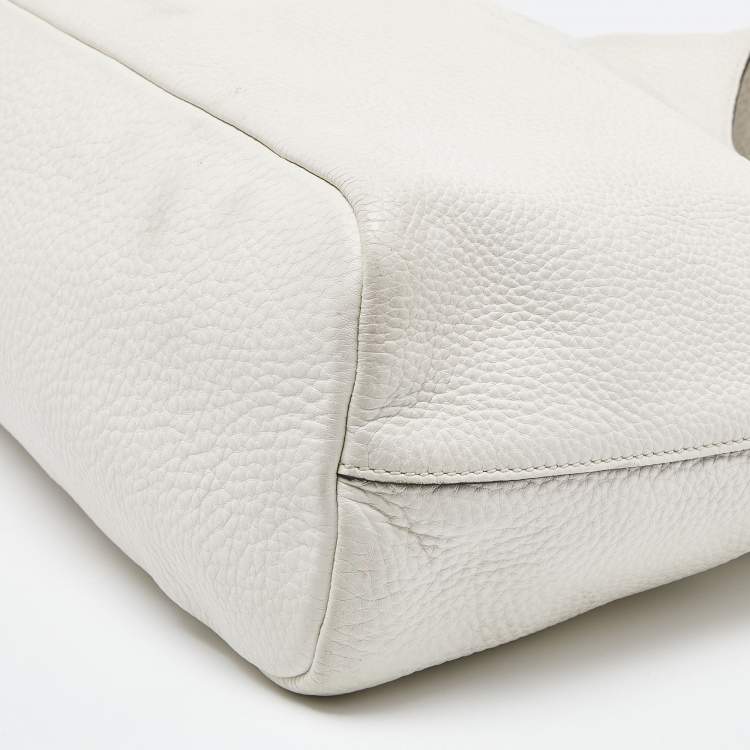 Pre Owned Prada White Vitello Daino Leather Hobo