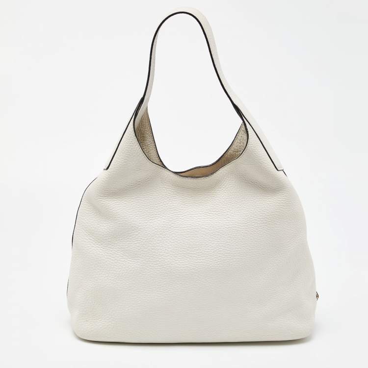 Pre Owned Prada White Vitello Daino Leather Hobo