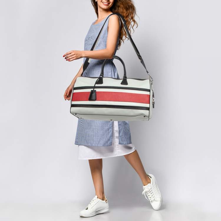 Pre Owned Prada Tricolor Saffiano Leather Travel Bag