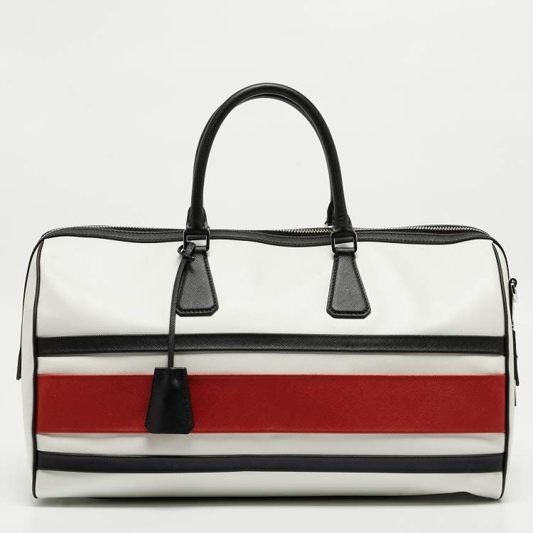 Pre Owned Prada Tricolor Saffiano Leather Travel Bag
