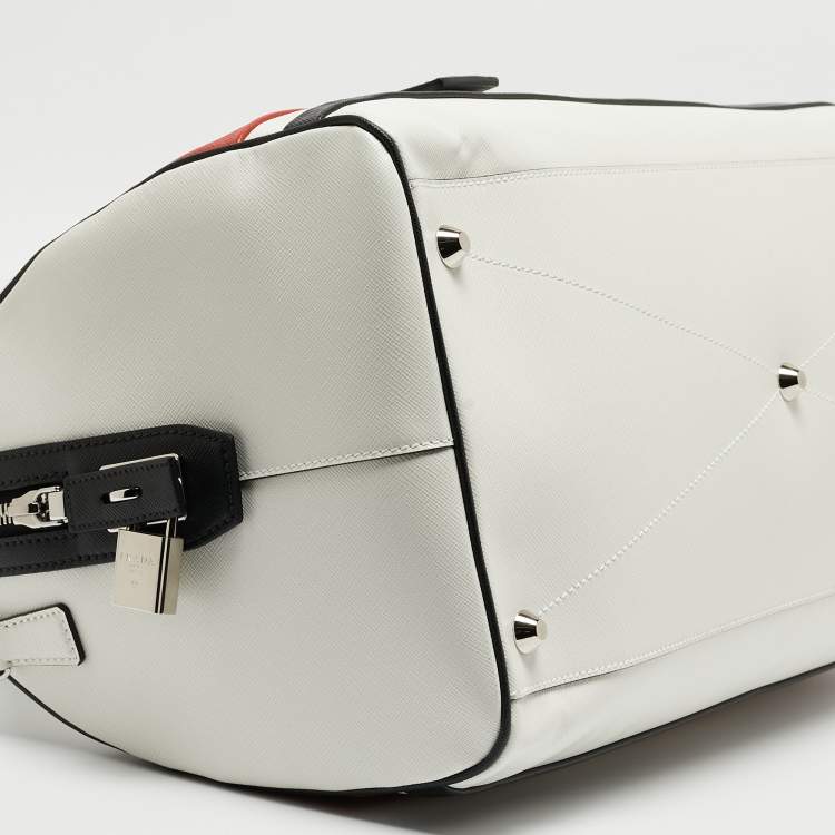 Pre Owned Prada Tricolor Saffiano Leather Travel Bag