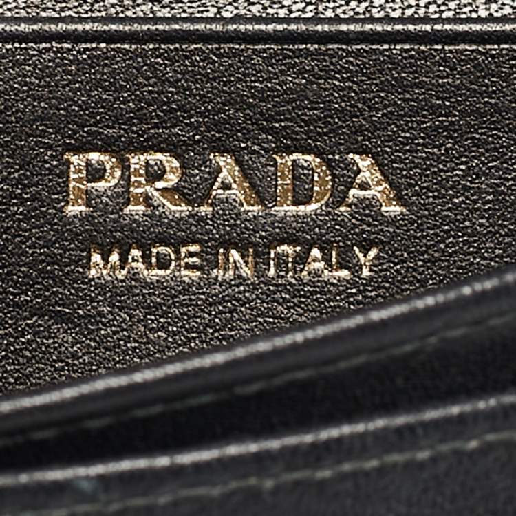 Pre Owned Prada Black Saffiano Leather Business Card Case
