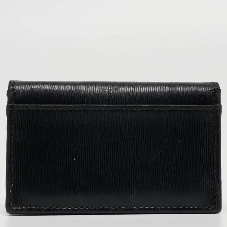 Pre Owned Prada Black Saffiano Leather Business Card Case