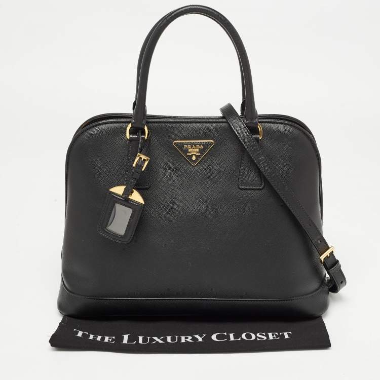 Pre Owned Prada Black Saffiano Leather Medium Promenade Satchel