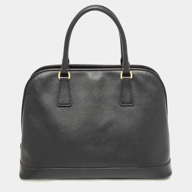 Pre Owned Prada Black Saffiano Leather Medium Promenade Satchel