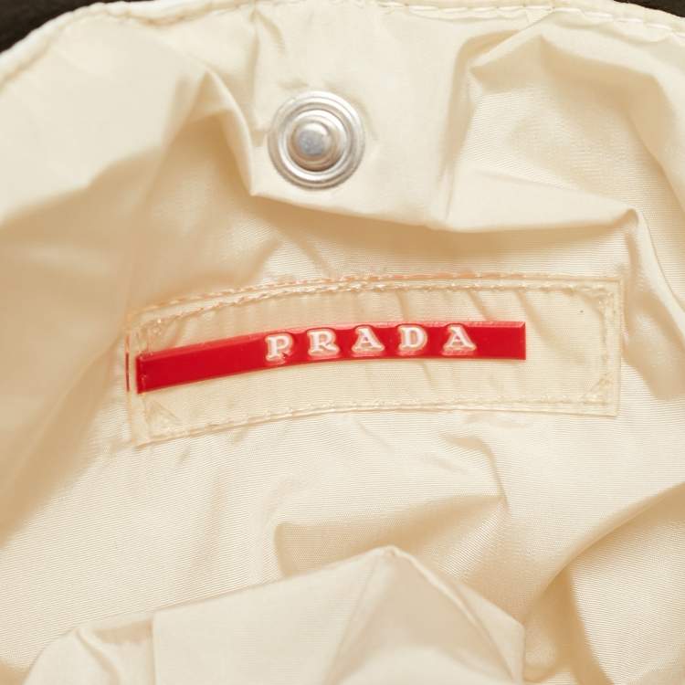 Pre Owned Prada Sport White/Brown Nylon and Leather Belt Bag