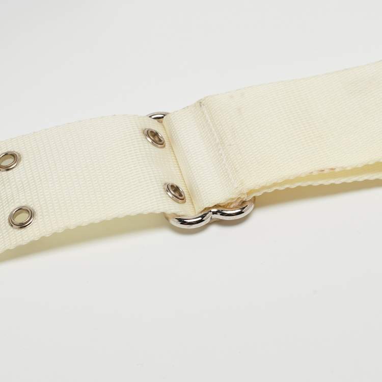 Pre Owned Prada Sport White/Brown Nylon and Leather Belt Bag