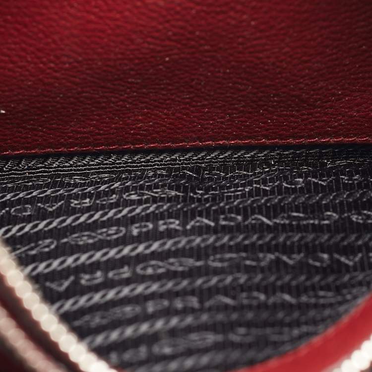 Pre Owned Prada Red Vitello Phenix Leather Double Zip Crossbody Bag