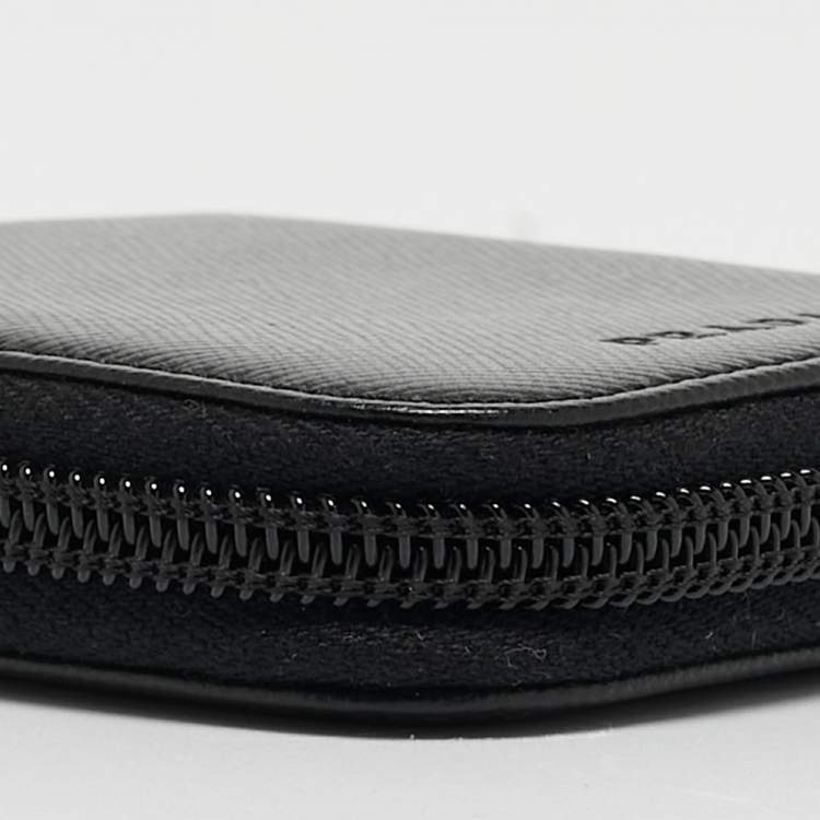Pre Owned Prada Black Leather Zip Coin Purse
