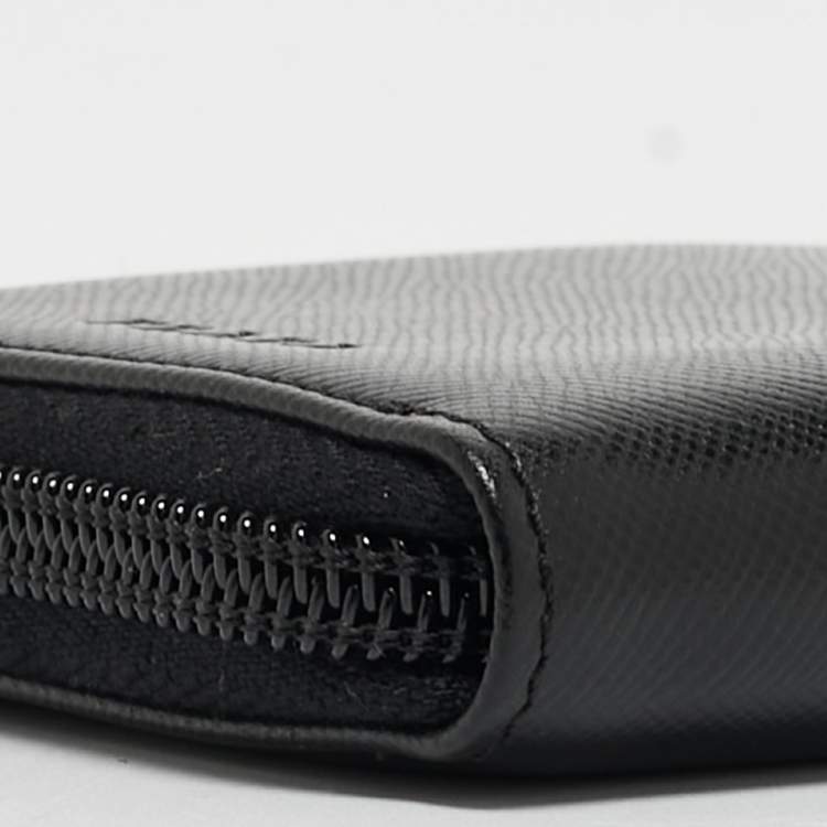 Pre Owned Prada Black Leather Zip Coin Purse