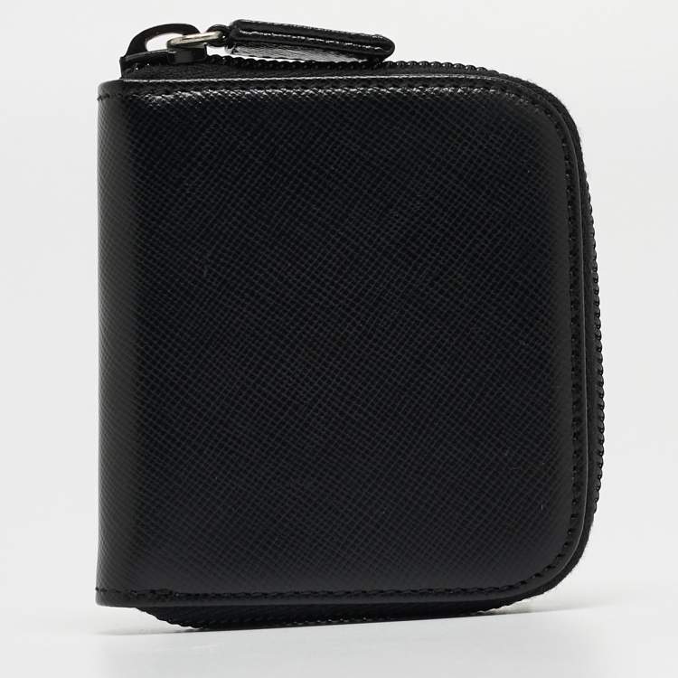 Pre Owned Prada Black Leather Zip Coin Purse