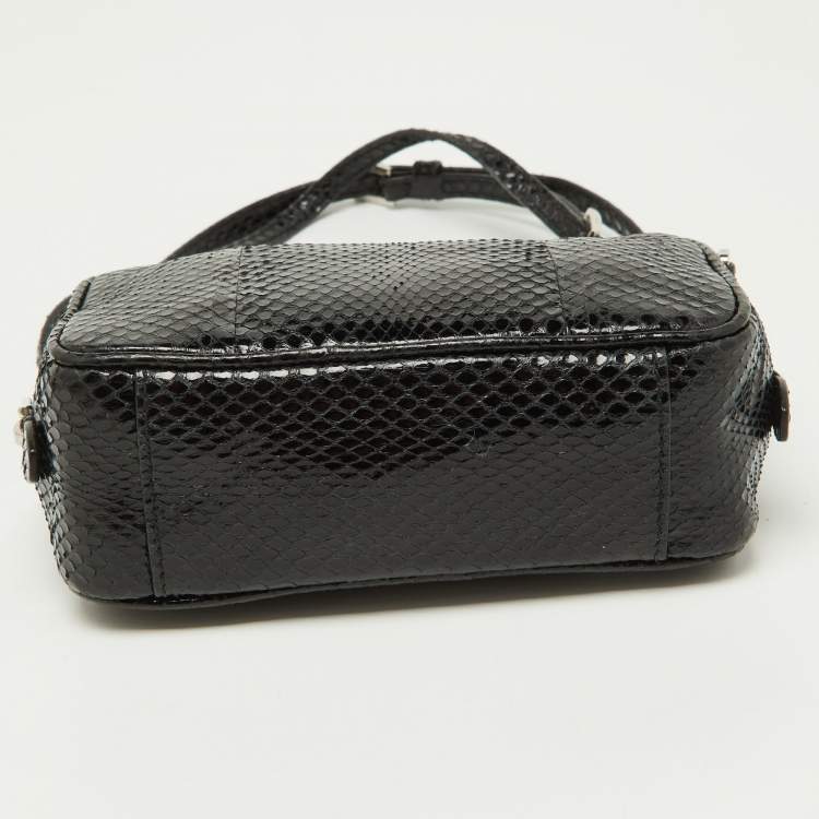 Pre Owned Prada Black Watersnake Mini Camera Bag