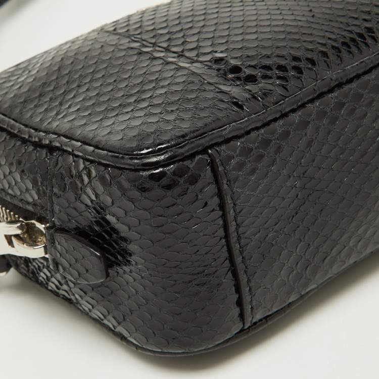 Pre Owned Prada Black Watersnake Mini Camera Bag