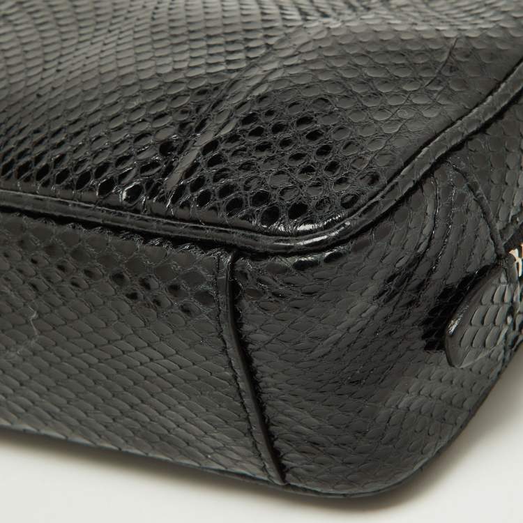 Pre Owned Prada Black Watersnake Mini Camera Bag