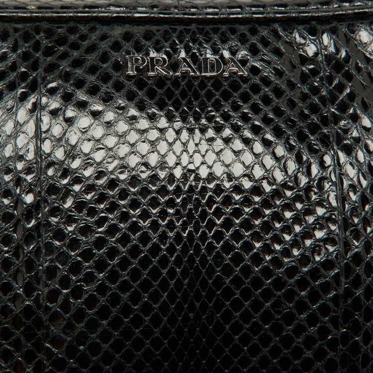 Pre Owned Prada Black Watersnake Mini Camera Bag