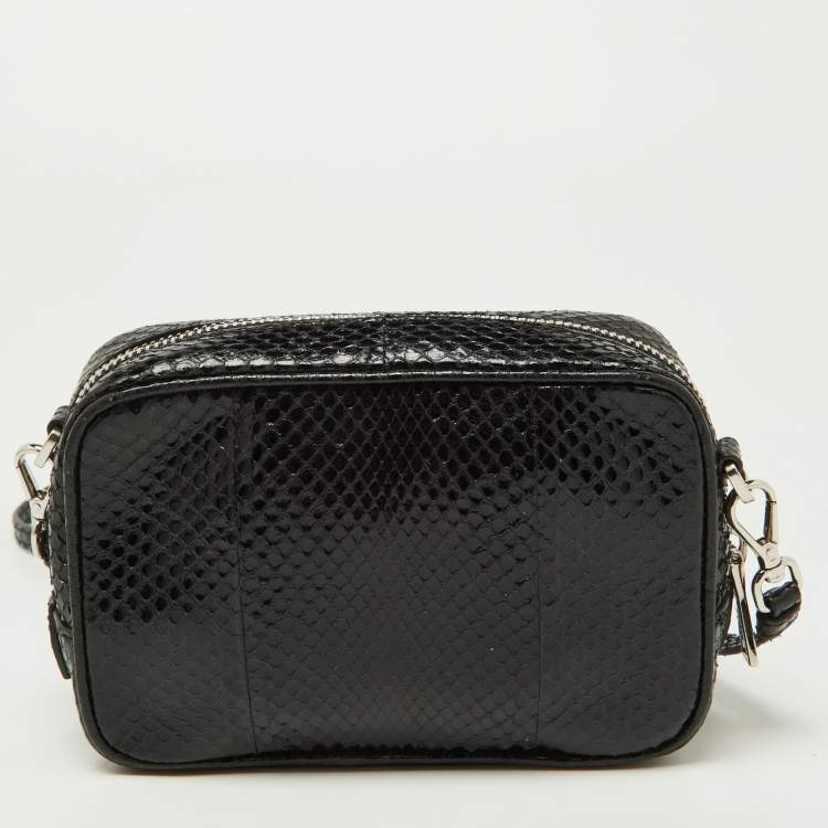 Pre Owned Prada Black Watersnake Mini Camera Bag