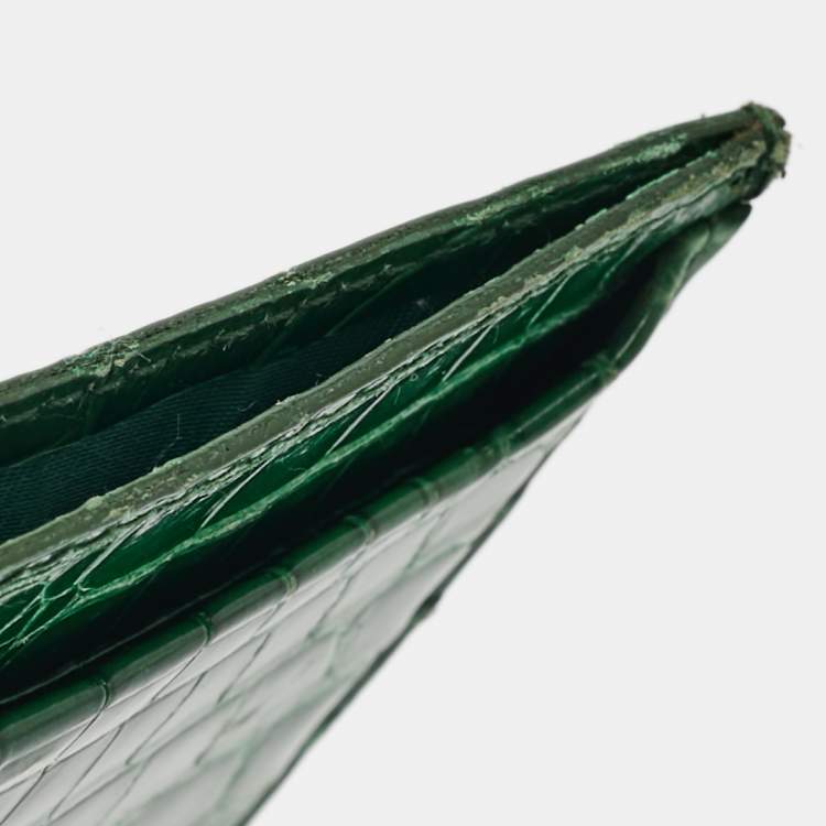 مملوكة مسبقًا Prada Green Crocodile Card Holder
