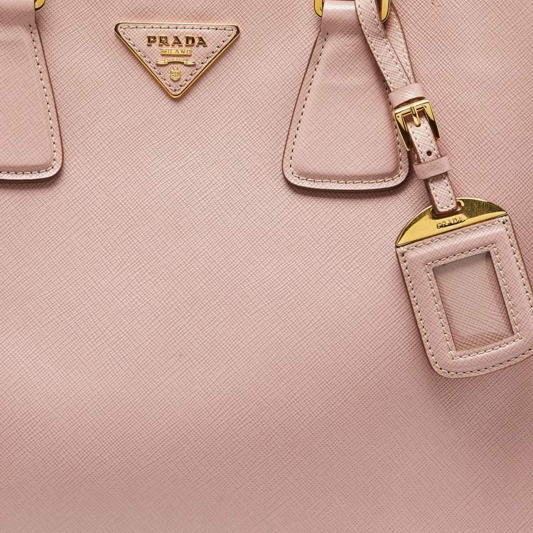 Pre Owned Prada Pink/White Saffiano Lux Leather Open Tote