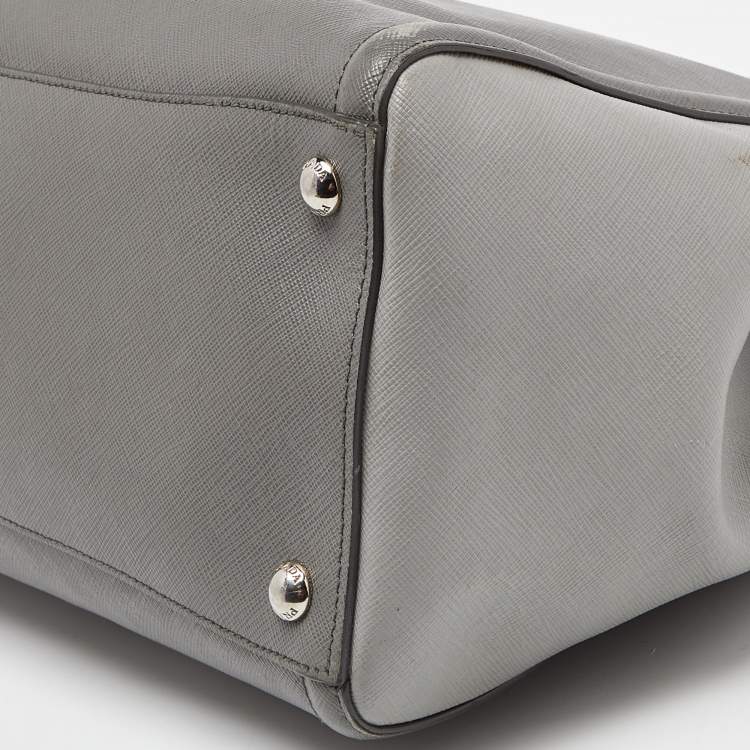 Pre Owned Prada Two Tone Grey Saffiano Lux Leather Open Tote