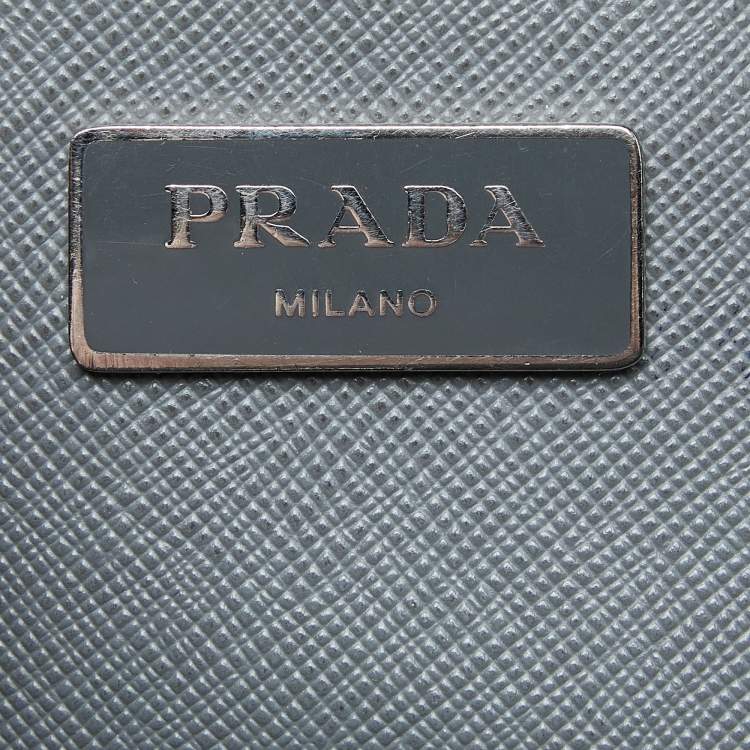 Pre Owned Prada Two Tone Grey Saffiano Lux Leather Open Tote