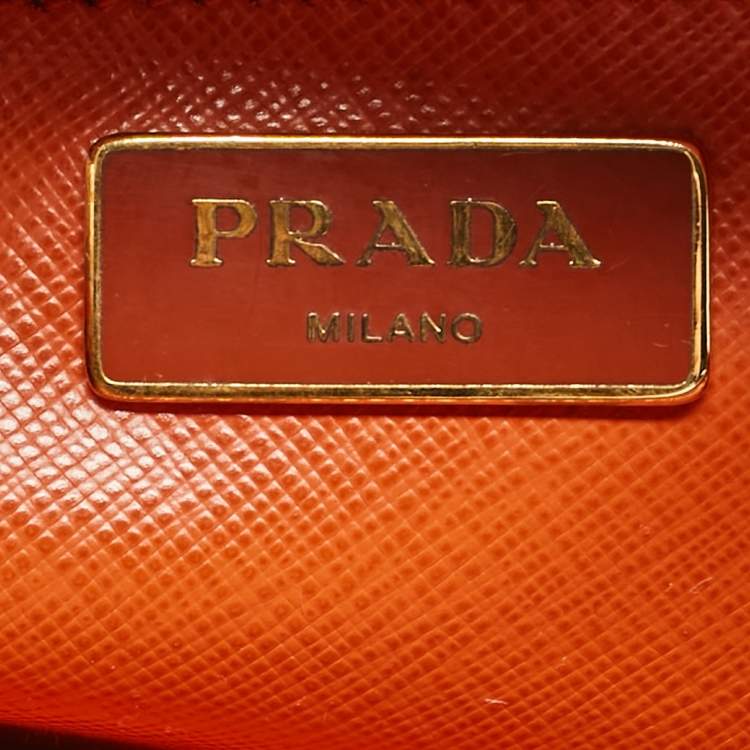 Pre Owned Prada Orange Saffiano Lux Leather Medium Promenade Satchel