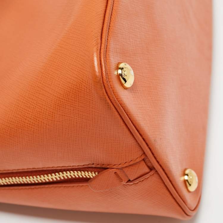 Pre Owned Prada Orange Saffiano Lux Leather Medium Promenade Satchel
