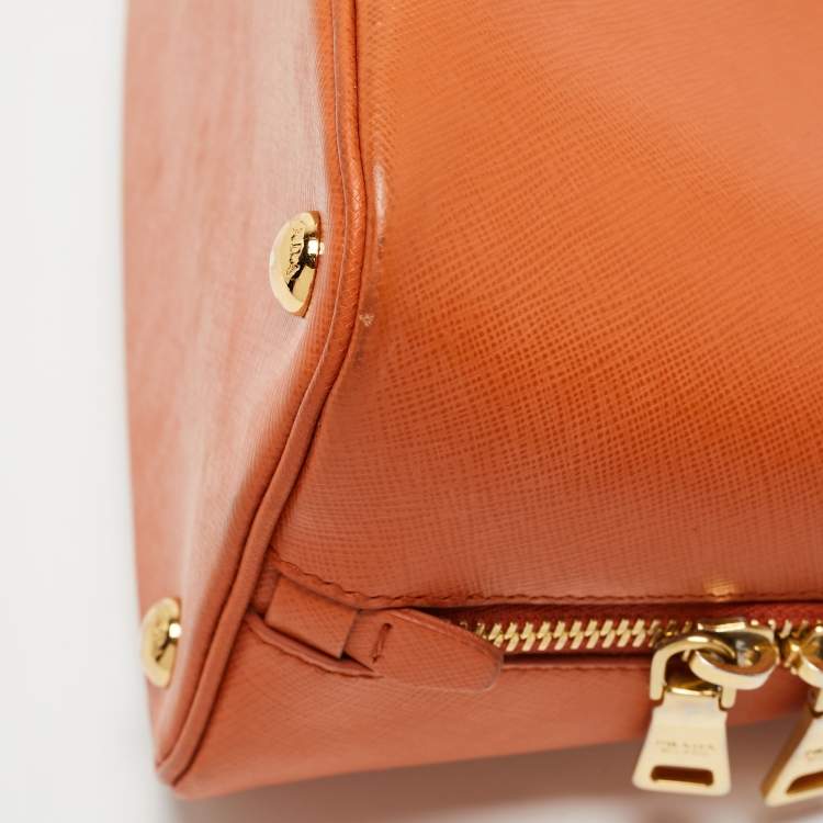 Pre Owned Prada Orange Saffiano Lux Leather Medium Promenade Satchel
