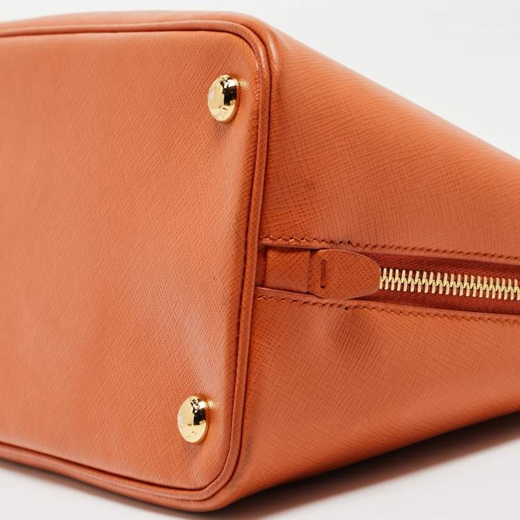 Pre Owned Prada Orange Saffiano Lux Leather Medium Promenade Satchel