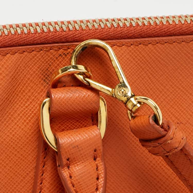Pre Owned Prada Orange Saffiano Lux Leather Medium Promenade Satchel