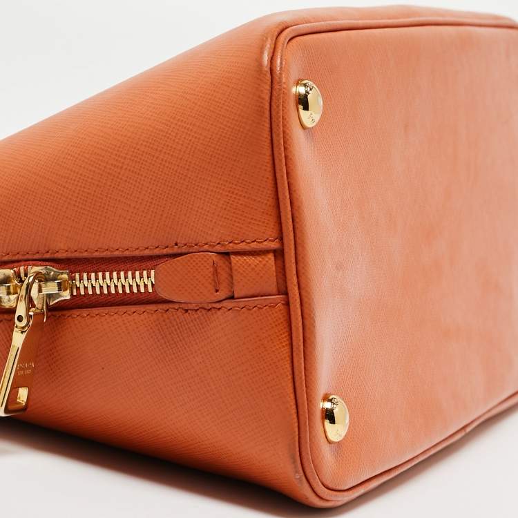 Pre Owned Prada Orange Saffiano Lux Leather Medium Promenade Satchel