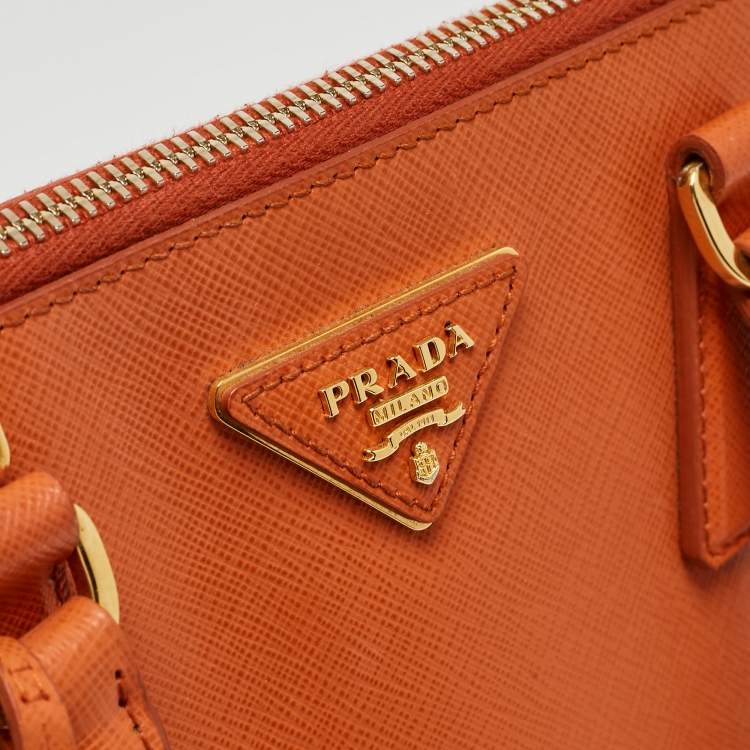 Pre Owned Prada Orange Saffiano Lux Leather Medium Promenade Satchel
