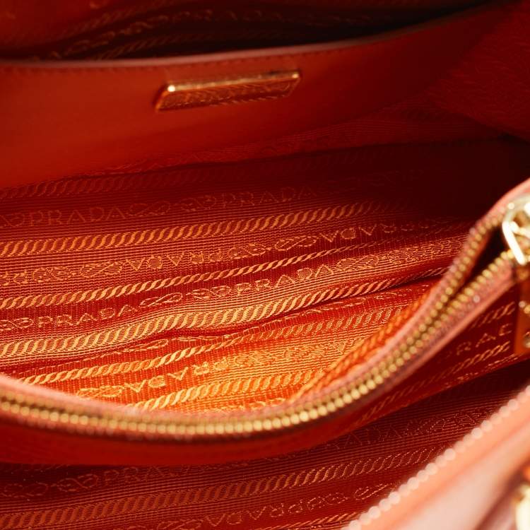 Pre Owned Prada Orange Saffiano Lux Leather Medium Promenade Satchel