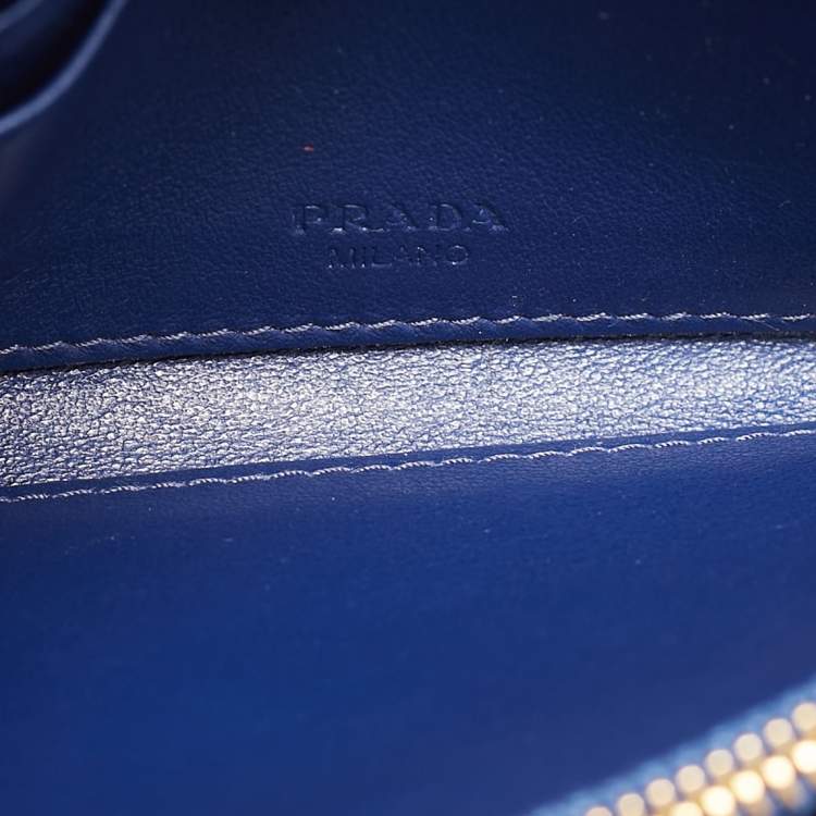 Pre Owned Prada Blue Quilted Nylon and Leather Logo Strap Wallet