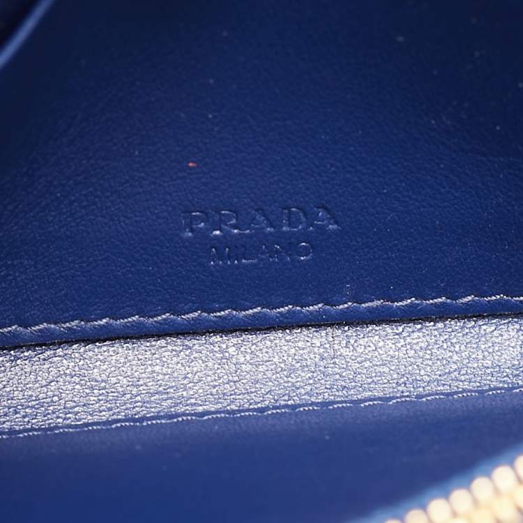 Pre Owned Prada Blue Quilted Nylon and Leather Logo Strap Wallet