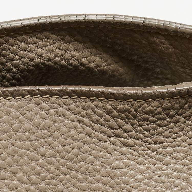 Pre Owned Prada Grey Vitello Daino Leather Side Pocket Zip Hobo