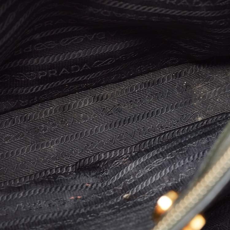 Pre Owned Prada Black Saffiano Lux Leather Medium Middle Zip Tote