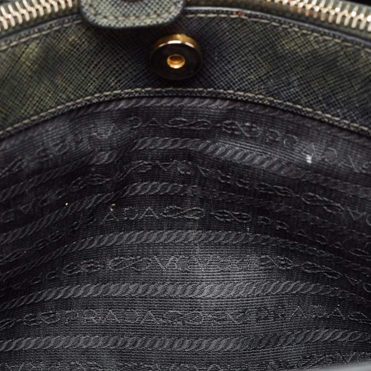 Pre Owned Prada Black Saffiano Lux Leather Medium Middle Zip Tote