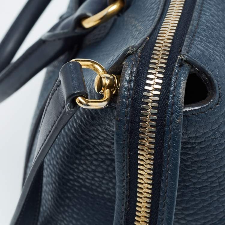 Pre Owned Prada Navy Blue Vitello Daino Leather Satchel