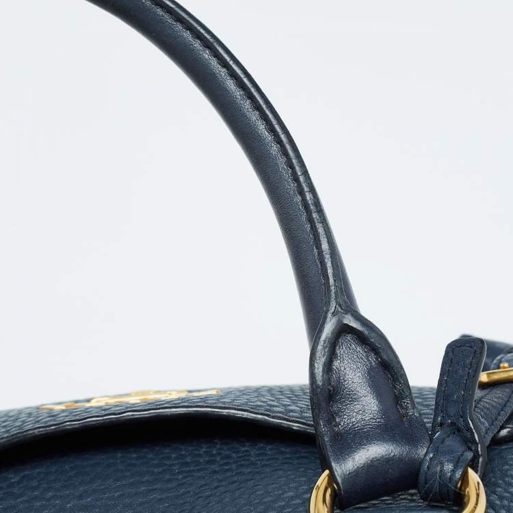 Pre Owned Prada Navy Blue Vitello Daino Leather Satchel